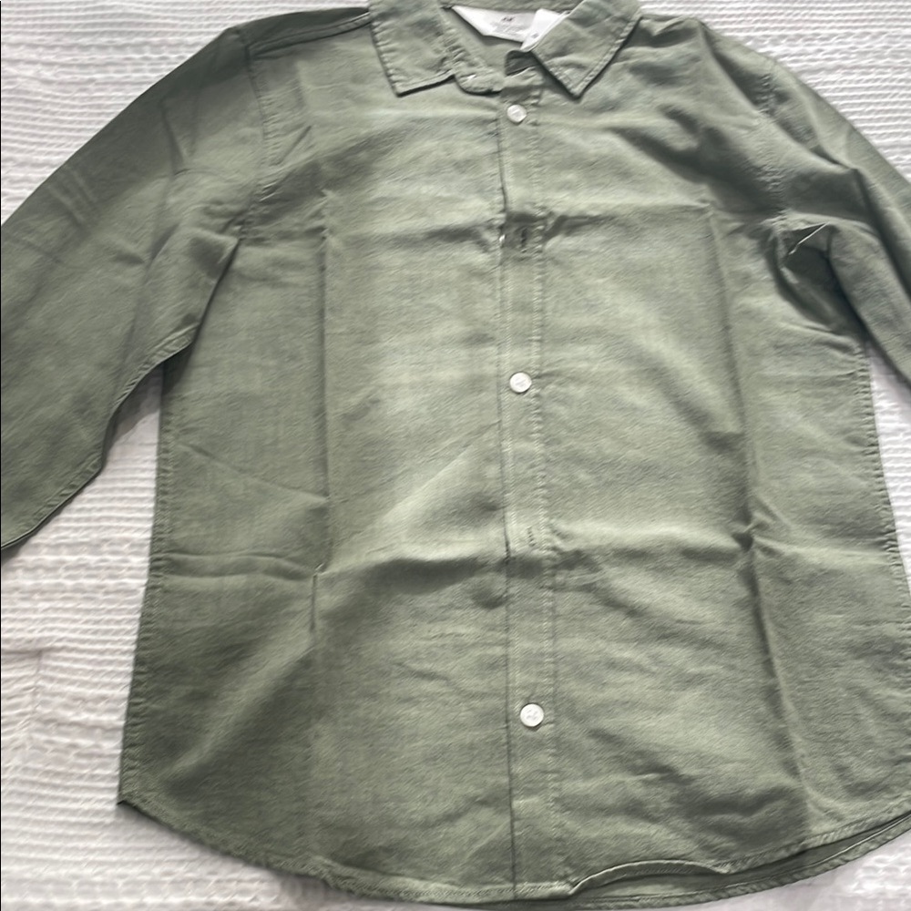 H&M Kids Green Button Down Shirt